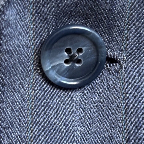 Hart Schaffner Marx Gray Blue Pinstripe Wool Suit 42L 2 Piece Hidden Flaw - Picture 3 of 16